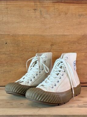 Retired P.F. Flyers Grounder High-Top Cream Olive Men 8 Good Condition